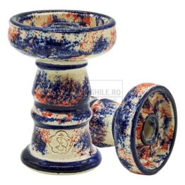 Creuzet Narghilea Tomahawk din argila alba cu model multicolor