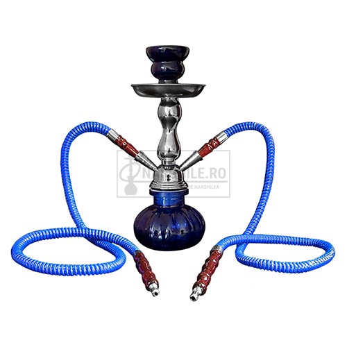 Narghilea - Narghilea cu 2 furtunuri - Narghile.ro - Narghilea DM36 Blue cu inaltimea de 25 CM cu doau furtunuri