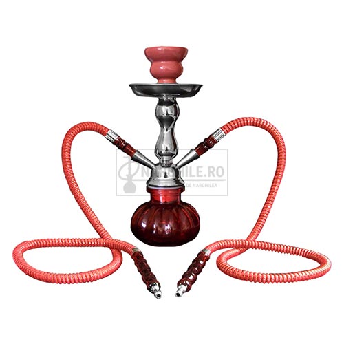 Narghilea - Narghilea cu 2 furtunuri - Narghile.ro - Narghilea cu doua furtunuri DM37 Red cu inaltimea totala de 25 CM