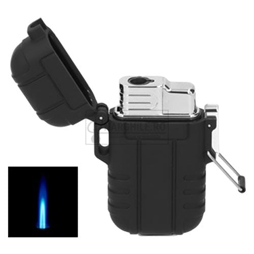 Accesorii pentru Narghilea - Brichete cu arzator - Narghile.ro - Bricheta EuroJet Black Rubber cu un arzator cu flacara antivant