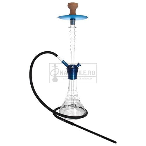 98388 Narghilea premium Kaya Elox albastra cu coloana de fum din sticla