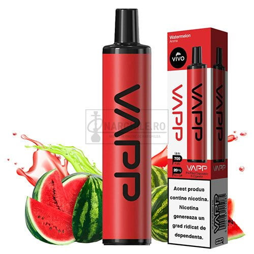 Mini narghilea portabila VAPP Ice Watermelon 20 mg 700 pufuri