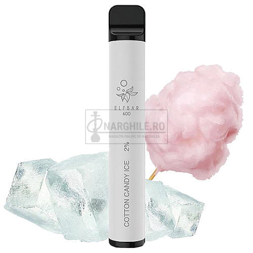 narghilea elecectronica de buzunar cu 600 pufuri si nicotina 2% Elf Bar Cotton Candy Ice