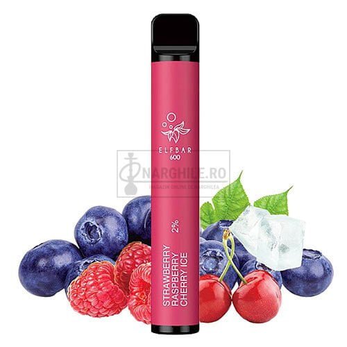 Elf Bar Strawberry Raspberry Cherry Ice (20 mg) 600 pufuri mini narghilea de unica folosinta