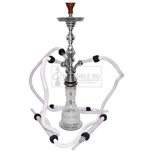 Narghilea egipteana t76 white cu trei furtunuri