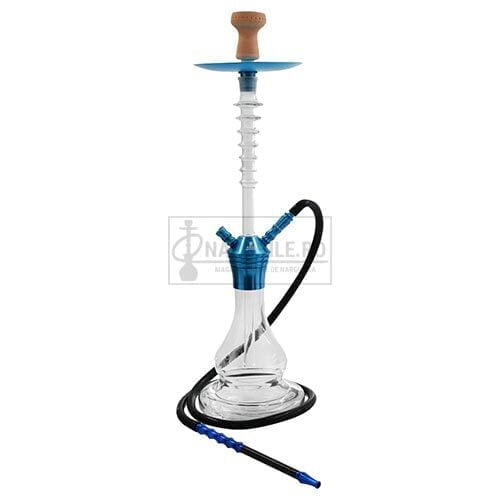 narghilea kaya blue de culoare albastra confectionata din aluminiu anodizat si sticla transparenta 99510