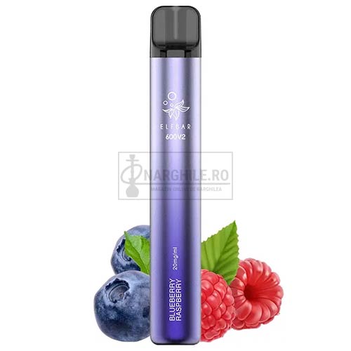 mini narghilea elf bar v2 blueberry raspberry cu aroma de afine si zmeura