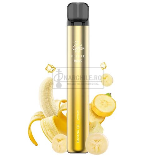 mini narghilea elf bar v2 banana ice cu 600 pufuri avand o aroma de banane si gheata