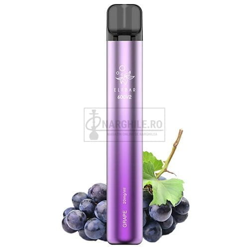 mini narghilea Elf Bar v2 Grape cu 600 de fumuri avand o aroma de struguri