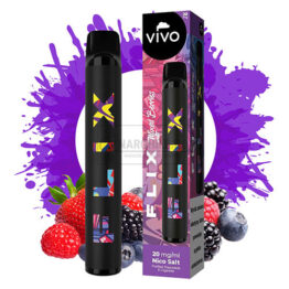 Mini narghilea VIVO FLIX Mixed Berries (20 mg) de unica folosinta cu 700 pufuri