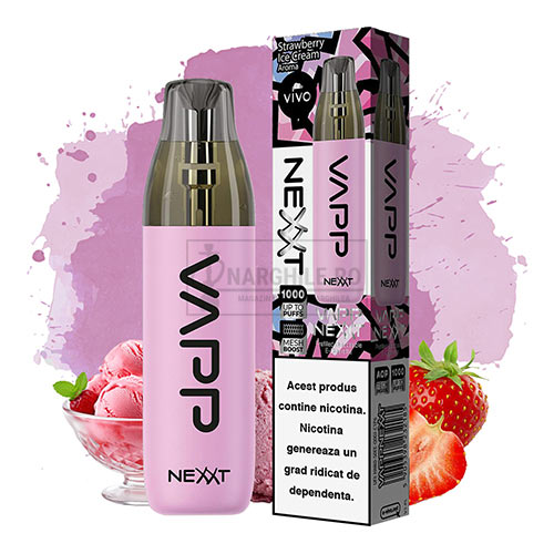 Magazin online tigari electronice - Narghile.ro - Mini narghilea VIVO Nexxt Strawberry Ice Cream (20 mg) cu 1000 pufuri
