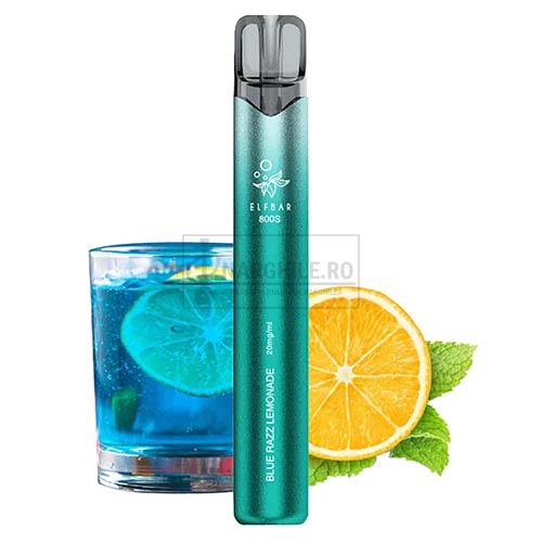 Elf Bar 800S Turbo Blue Raz Lemonade cu aroma de zmeura albastra si limonada cu gheata