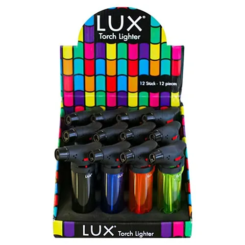 Accesorii pentru narghilea - Brichete cu arzator - Narghile.ro - Display cu 12 brichete Torta Lux Colors cu flacara antivant