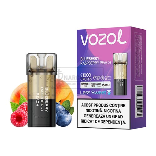 Vape unica folosinta - Vape cu nicotina - Narghile.ro - Cartus Vozol Switch Pro Blueberry Raspberry Peach in apchet de 1 capsula cu nicotina