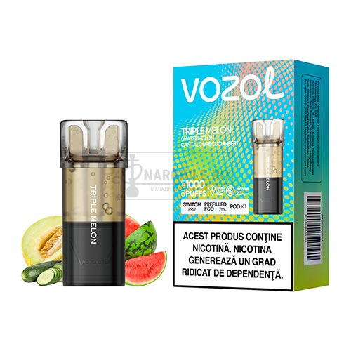 Vape unica folosinta - Vape cu nicotina - Narghile.ro - Cartus Vozol Switch Pro Triple Melon 1 capsula cu pana la 1000 de pufuri