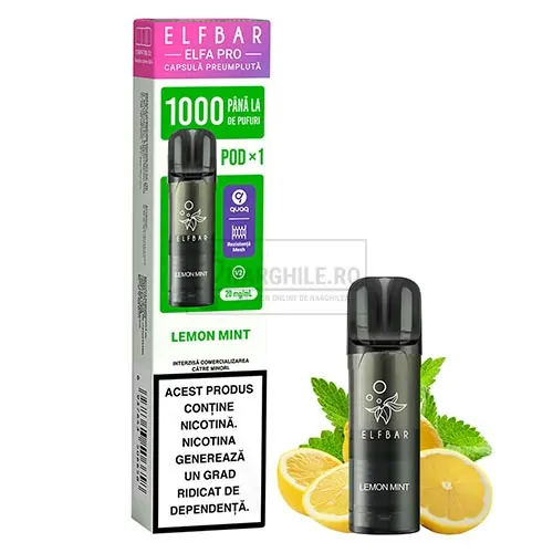 Magazin online tigari electronice - Narghile.ro - Cartus Elf Bar ELFA Pro Lemon Mint cu pana la 1000 de pufuri