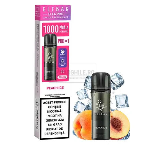 Magazin online narghilele - Narghile.ro - Cartus Elf Bar ELFA Pro Peach Ice cu pana la 1000 pufuri