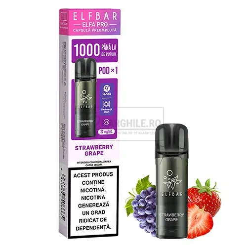Magazin online narghilele - Narghile.ro - Pachet cu un Cartus Elf Bar ELFA Pro Strawberry Grape cu nicotina de 20 mg
