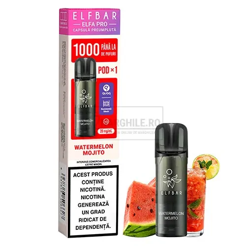 Magazin online narghilele - Narghile.ro - Cartus Elf Bar ELFA Pro Watermelon Mojito in apchet de o capsula