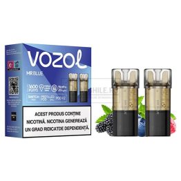Cartus Vozol Switch Pro Mr Blue in pachet de 2 bucati cu aroma de afine, mure, zmeura si menta