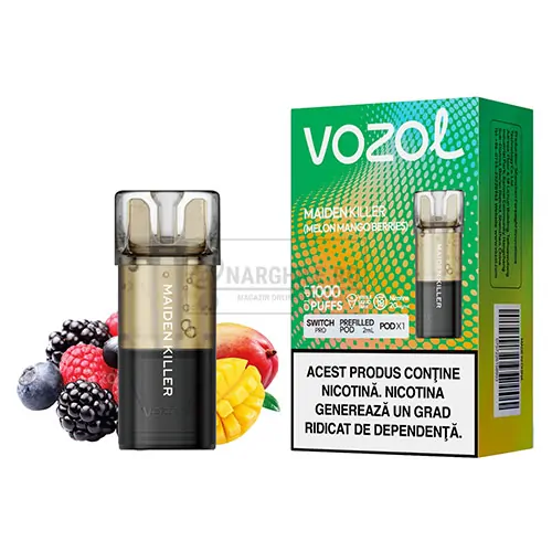 Cartus Vozol Switch Pro Maiden Killer in pachet de o capsula cu aroma de fructe de padure si mango