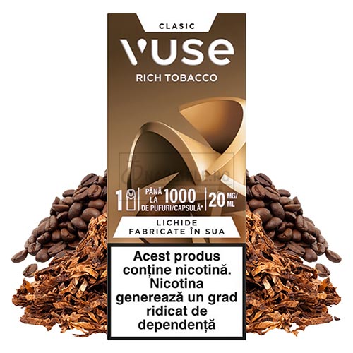 Capsule Vuse Rich Tobacco 20MG (1 capsula) 1000 pufuri Vape unica folosinta - Narghile.ro - Capsule Vuse Rich Tobacco 20MG cu aroma de tutun si cafea