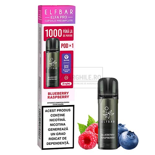 Cartus Elf Bar ELFA Pro Blueberry Raspberry cu nicotina de 20 mg