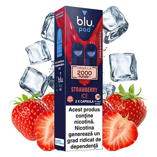 Magazin online narghilele - Narghile.ro - Capsule Blu Bar Strawberry Ice 20MG cu pana la 2000 de pufuri pe pachet