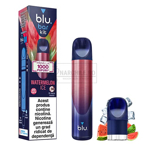 Magazin online narghilele - Narghile.ro - Kit complet Blu Bar Watermelon Ice 20MG cu capsula inclusa