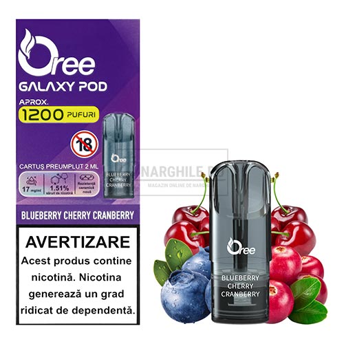 Capsule Oree Galaxy Blueberry Cherry Cranberry cu nicotina de 17MG in pachet de 1 capsula cu pana la 1200 pufuri