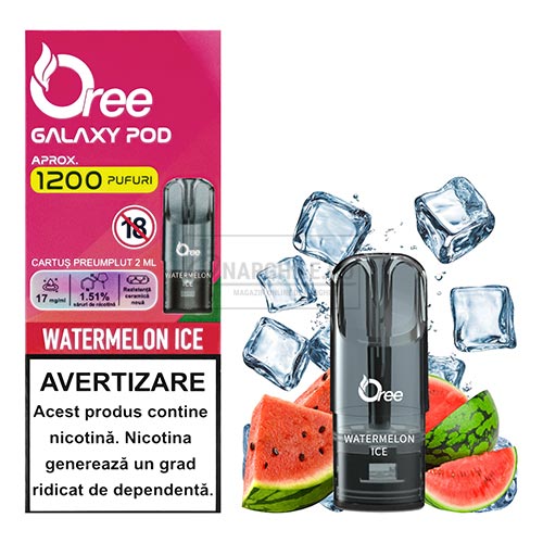 Capsule de unica folosinta Oree Galaxy Watermelon Ice cu pana la 1200 de pufuri