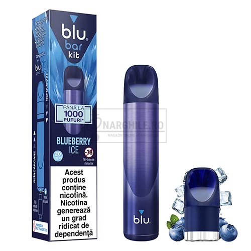 Kit Blu Bar Blueberry Ice 20MG cu 1 capsula inclusa cu pana la 1000 pufuri