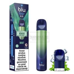 Kit vape cu cartus Blu Bar Mint 20MG cu 1 capsula