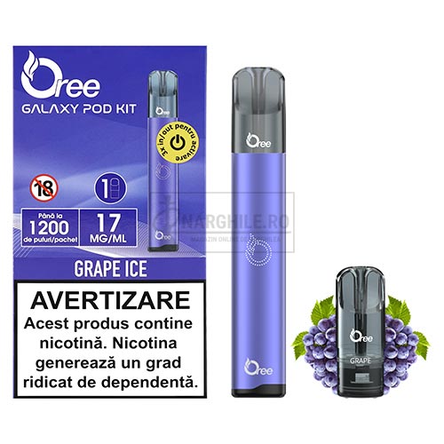 Kit complet vape cu capsule de unica folosinta Oree Galaxy Grape Ice 17MG