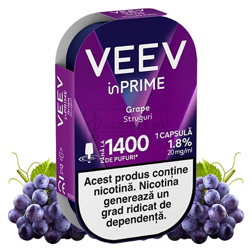 Magazin online tigari electronice - Narghile.ro - VEEV inPRIME Grape in apchet de 1 capsula cu nicotina de 20mg