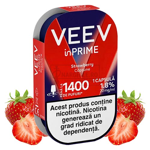 Magazin online tigari electronice - Narghile.ro - VEEV inPRIME Strawberry in apchet de 1 capsula cu aroma de capsune